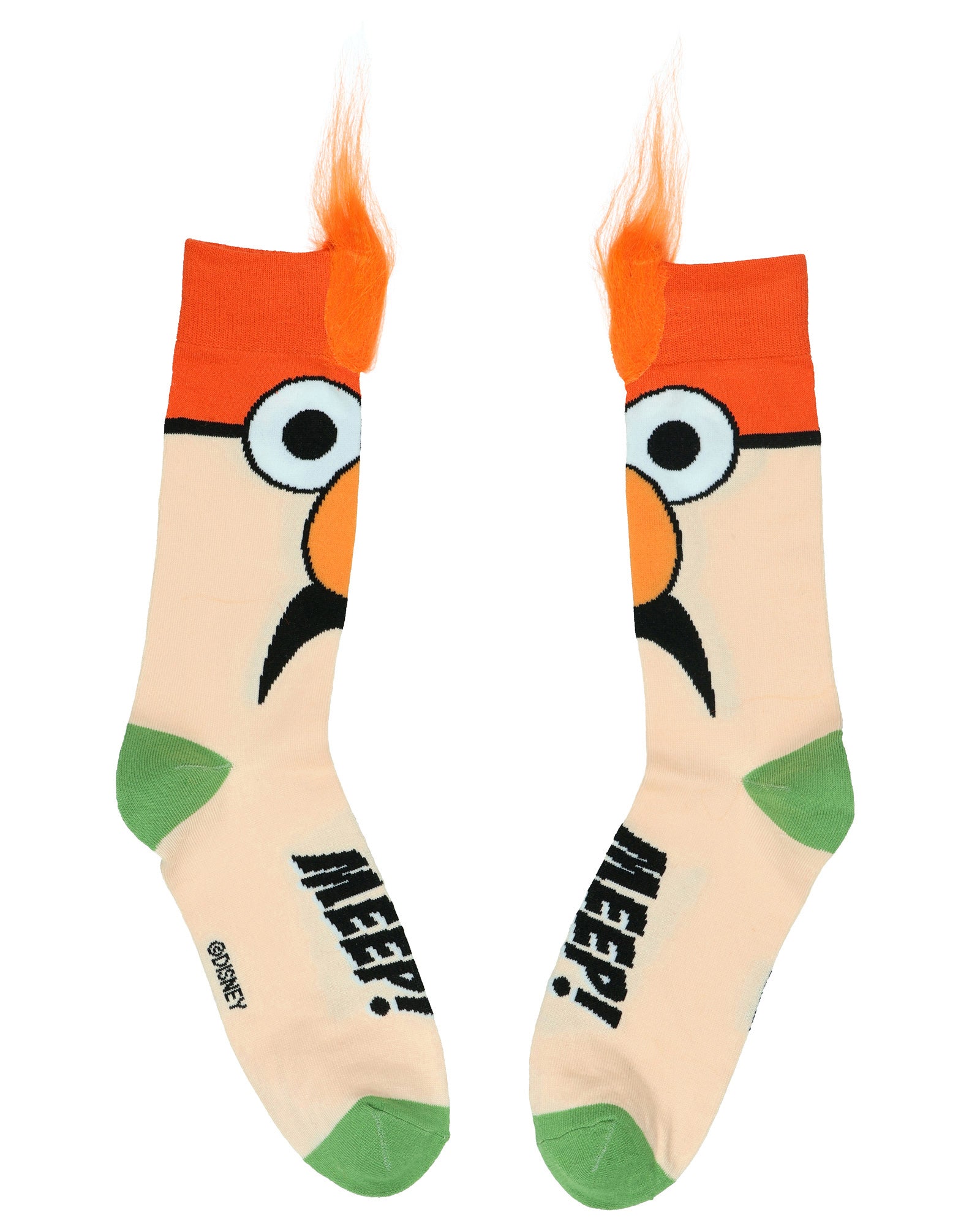 The Muppets Beaker Meep Meep Fuzzy Hair Adult Crew Socks