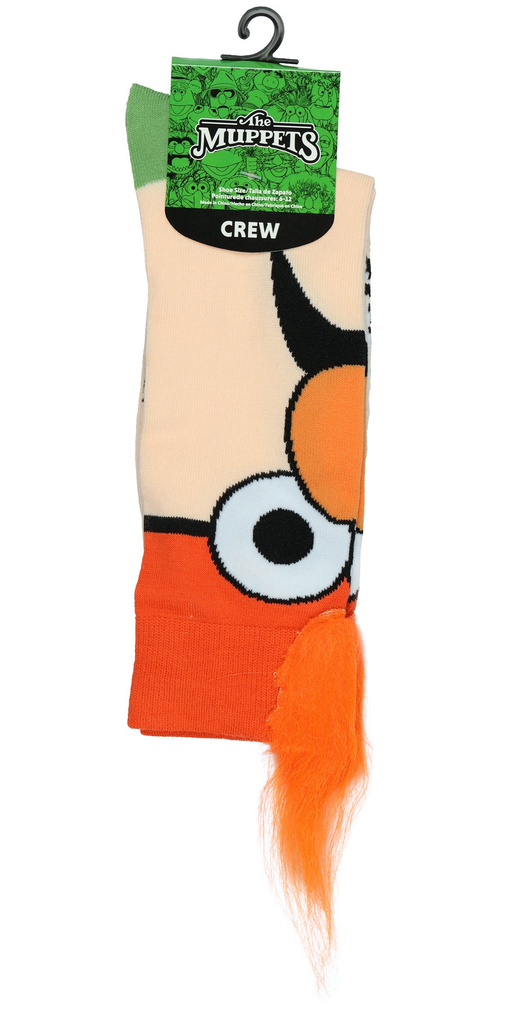The Muppets Beaker Meep Meep Fuzzy Hair Adult Crew Socks