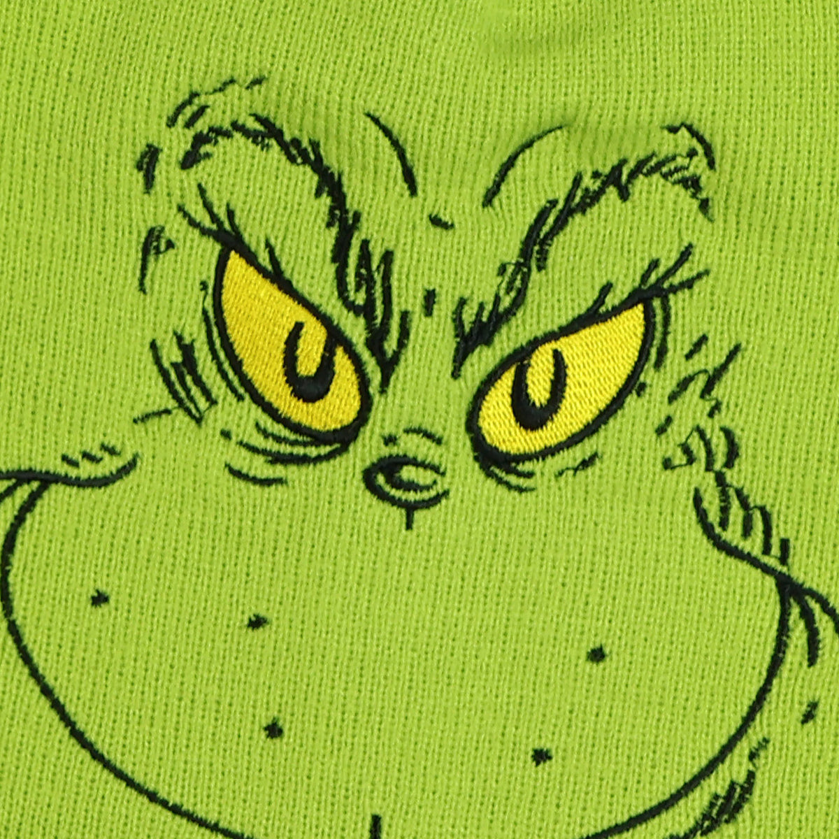 Dr. Seuss The Grinch Beanie Adult Embroidered Cuff Knit Ribbed Hat with Pom Pom