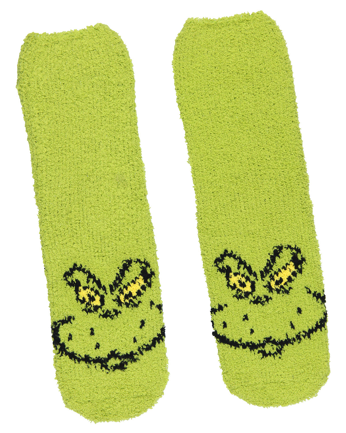 Dr. Seuss GRINCH Socks Kids Grinch Face Plush Slipper Socks w/ No-Slip Sole