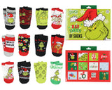 Dr. Seuss The Grinch 12 Days Of Christmas 12-Pair Socks Advent Calendar Gift \Set