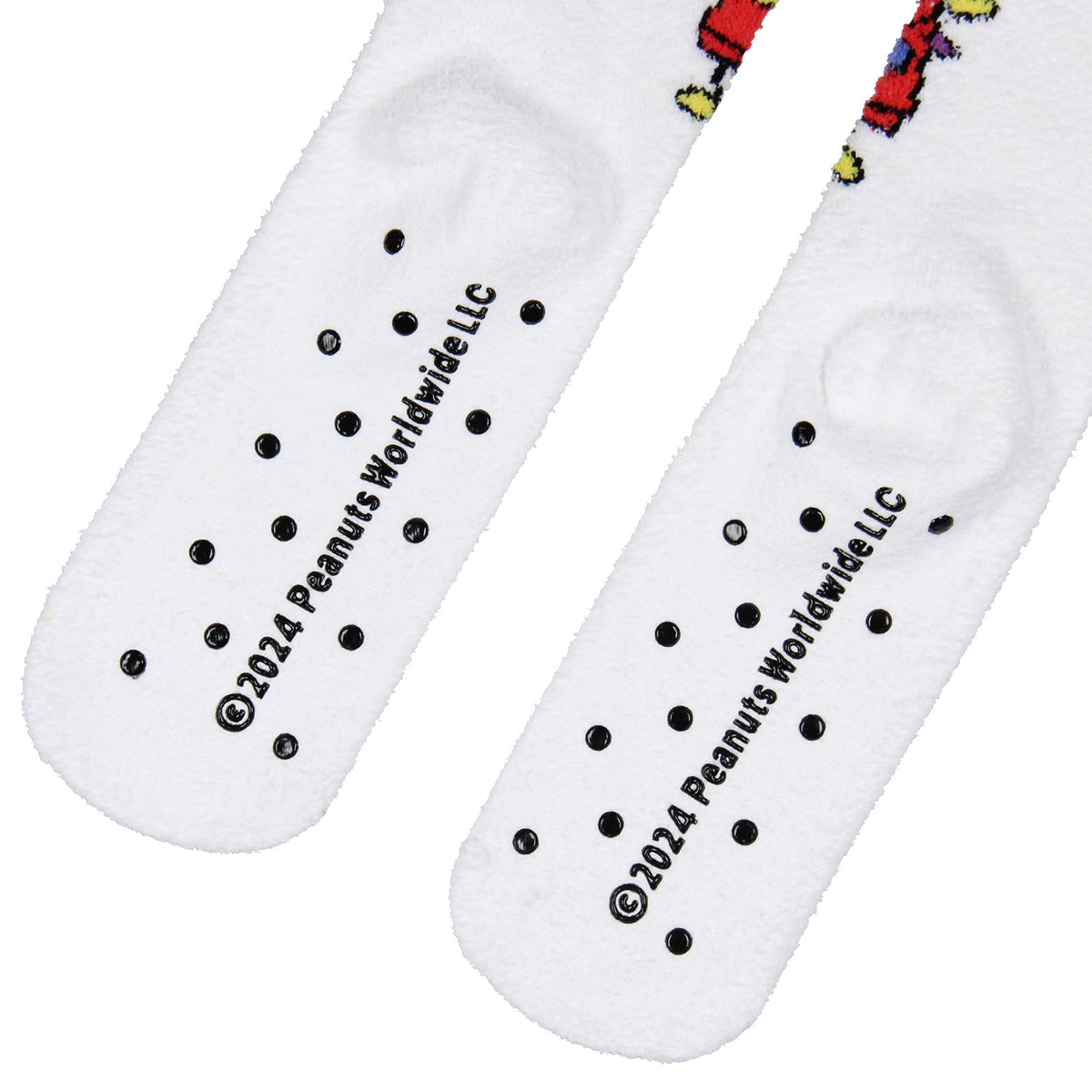 Peanuts Snoopy Holiday Christmas Lights Adult Fuzzy Gripper Slipper Socks OSFM
