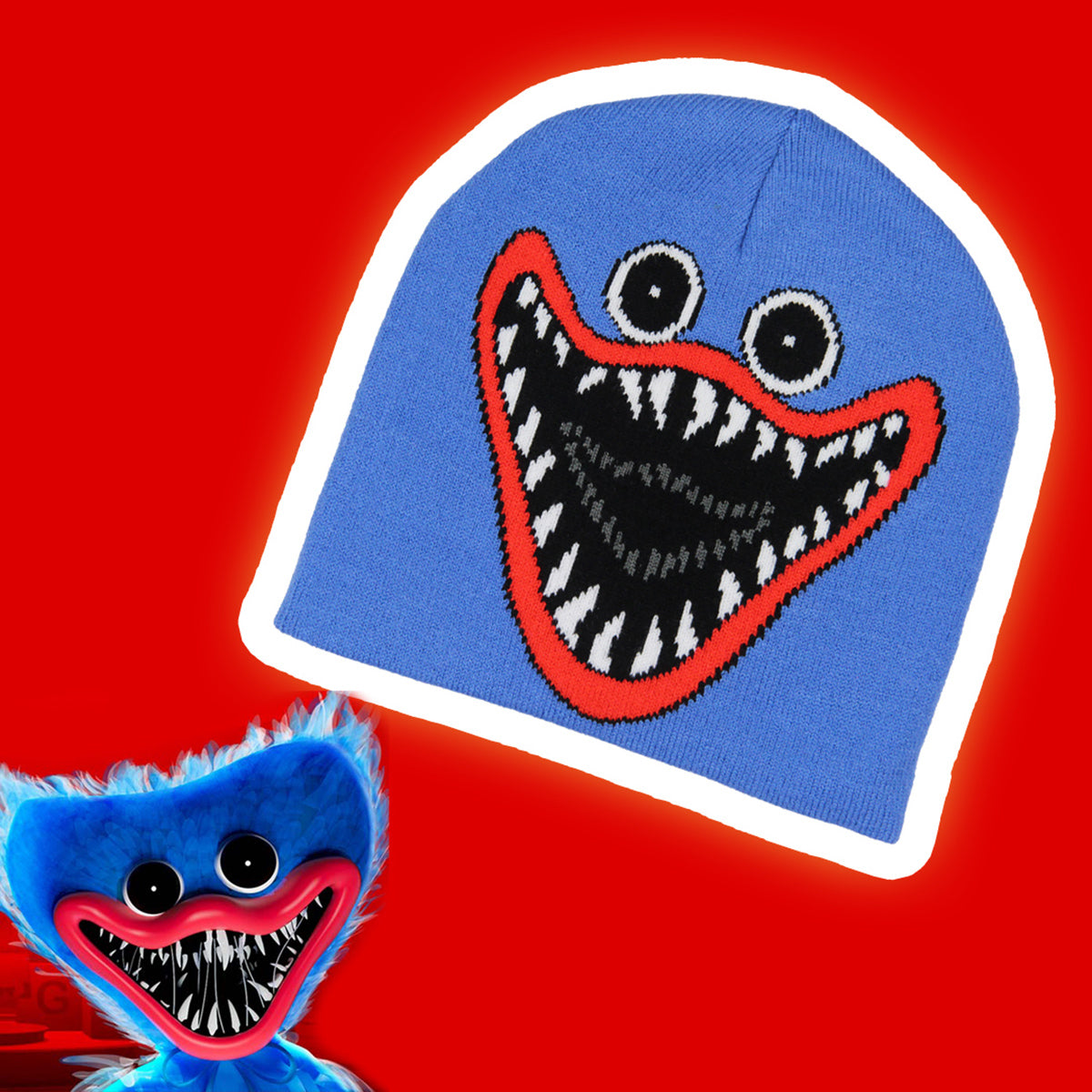Poppy Playtime Kids Huggy Big Face Design Knitted Beanie Hat for Boys and Girls