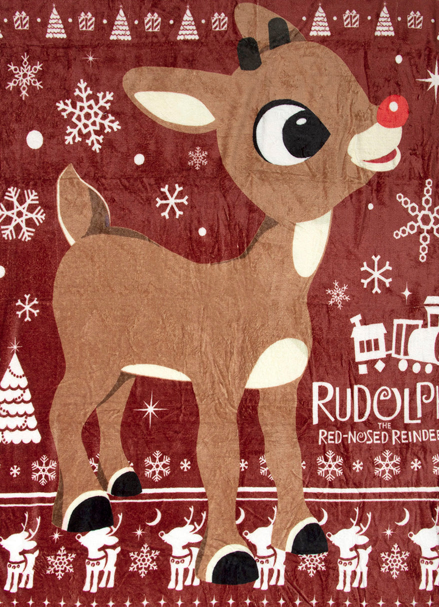 Rudolph The Red-Nosed Reindeer Soft Plush Fleece Throw Blanket 45" x 60"