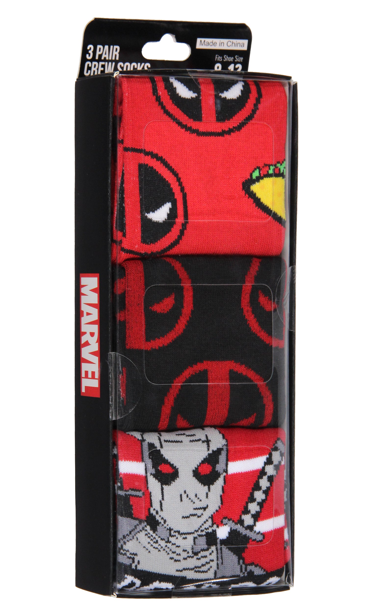 Marvel Deadpool The Degenerate Men's 3-Pack Mid-Calf Adult Crew Socks