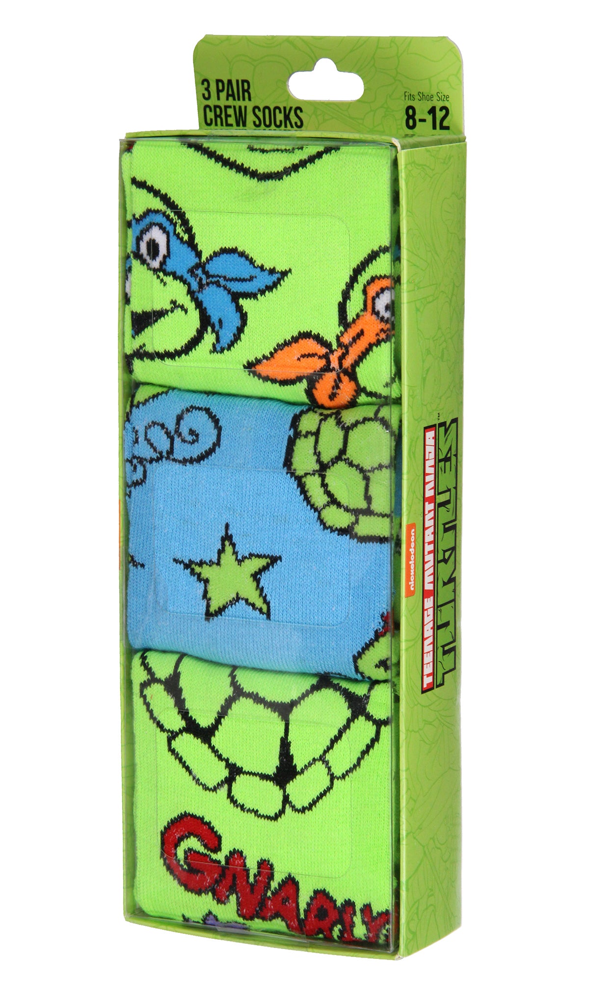 Teenage Mutant Ninja Turtles Men's Turtle Power 3-Pack Adult Mid-Calf Crew Socks