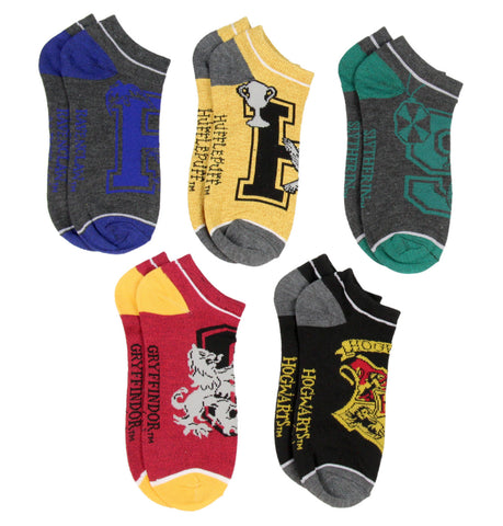 Harry Potter Adult Hogwarts Houses Varsity Logo Mix and Match Ankle Socks 5 Pack
