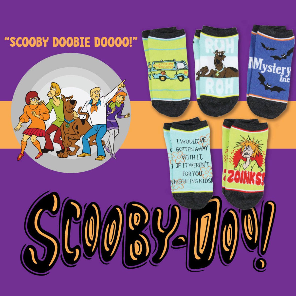 Scooby-Doo Socks Adult Mystery Machine Ruh-Roh 5 Pack Mix and Match Ankle Socks