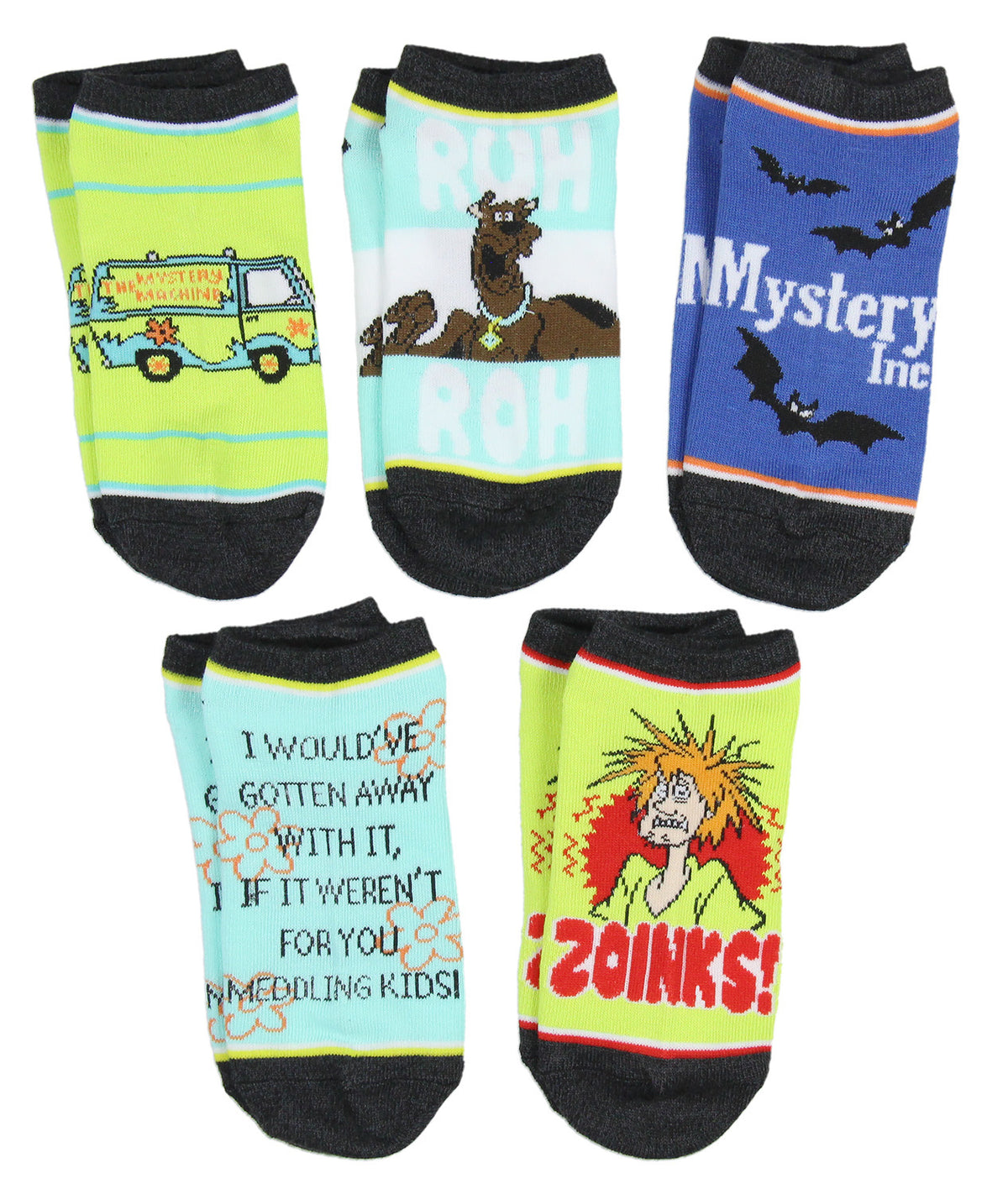 Scooby-Doo Socks Adult Mystery Machine Ruh-Roh 5 Pack Mix and Match Ankle Socks