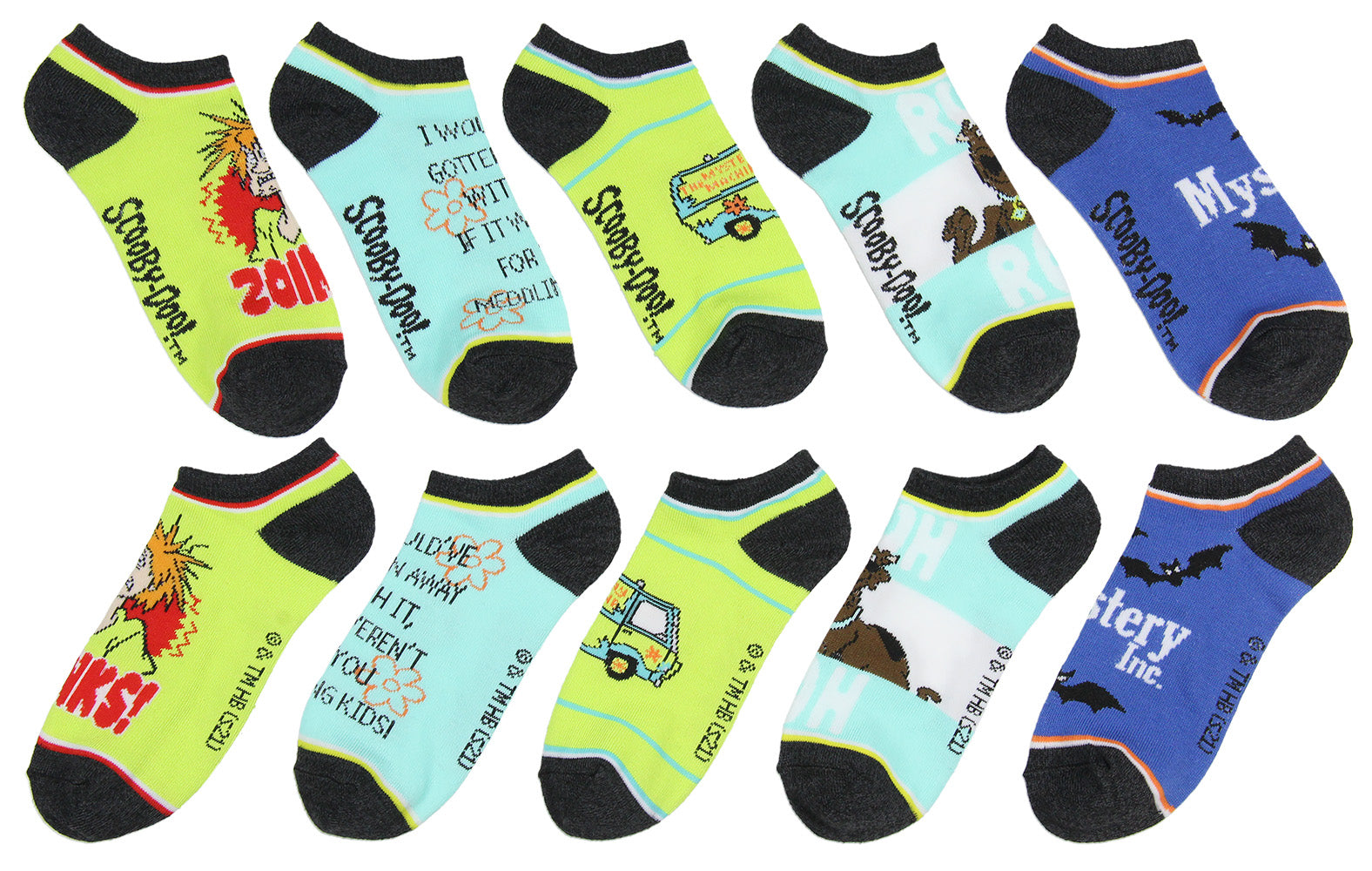 Scooby-Doo Socks Adult Mystery Machine Ruh-Roh 5 Pack Mix and Match Ankle Socks