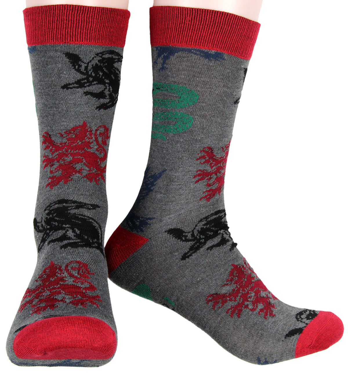 Harry Potter Socks House Crest and Animal Designs 5 Pack Adult Crew Socks