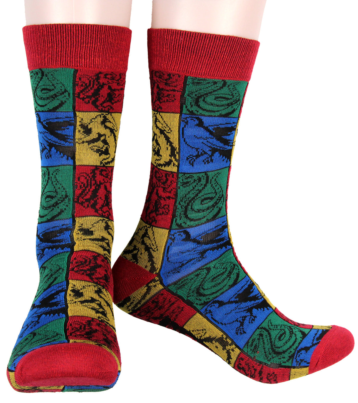 Harry Potter Socks House Crest and Animal Designs 5 Pack Adult Crew Socks