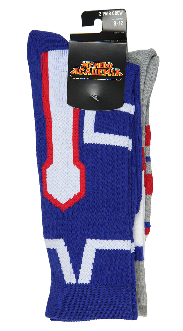 My Hero Academia Socks UA High Design 2 Pack Athletic Adult Crew Socks