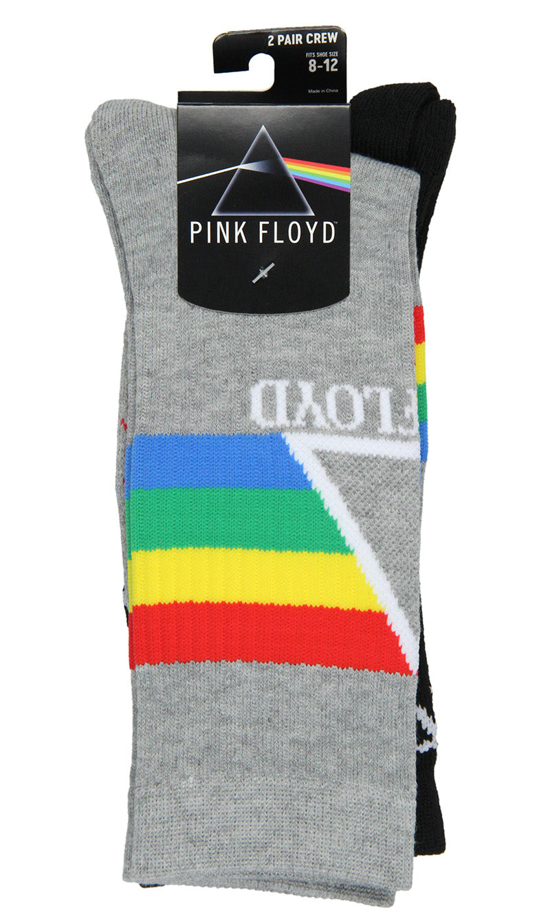Pink Floyd Socks Adult Dark Side Of The Moon 2 Pair Athletic Crew Socks