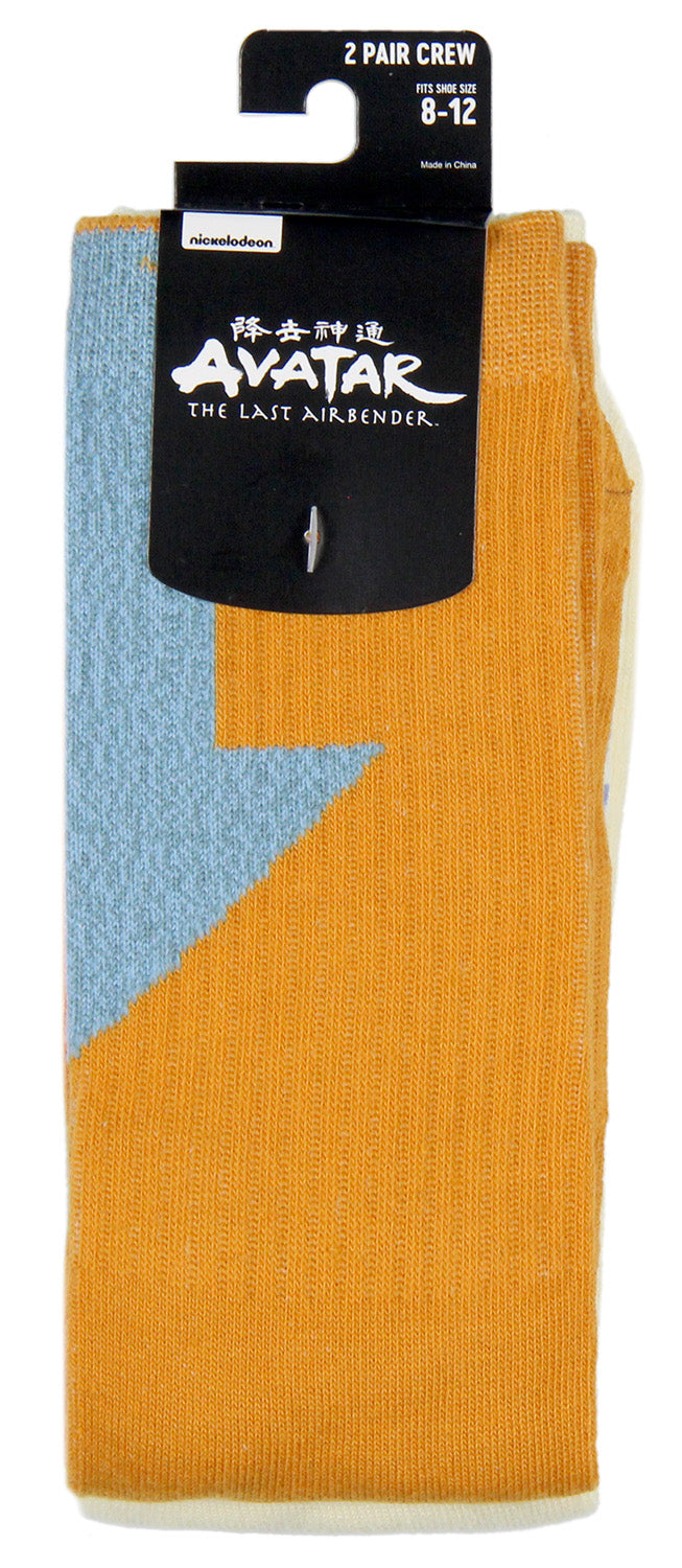 Avatar The Last Airbender Aang Tattoo Men's 2 Pack Athletic Adult Crew Socks