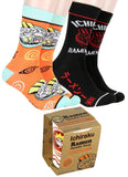 Naruto Shippuden Men's Ichiraku Ramen Noodle Soup 2 Pair Crew Socks
