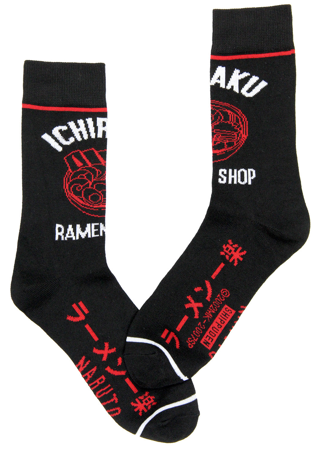 Naruto Shippuden Men's Ichiraku Ramen Noodle Soup 2 Pair Crew Socks