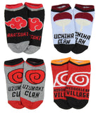Naruto Shippuden Boys' Akatsuki Uzumaki Uchiha Clan 4 Pairs Kids No Show Socks