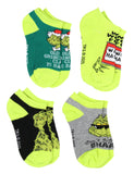 Dr. Seuss GRINCH Kids Socks Old Grinchy Clause 4 Pairs Ankle No Show Socks