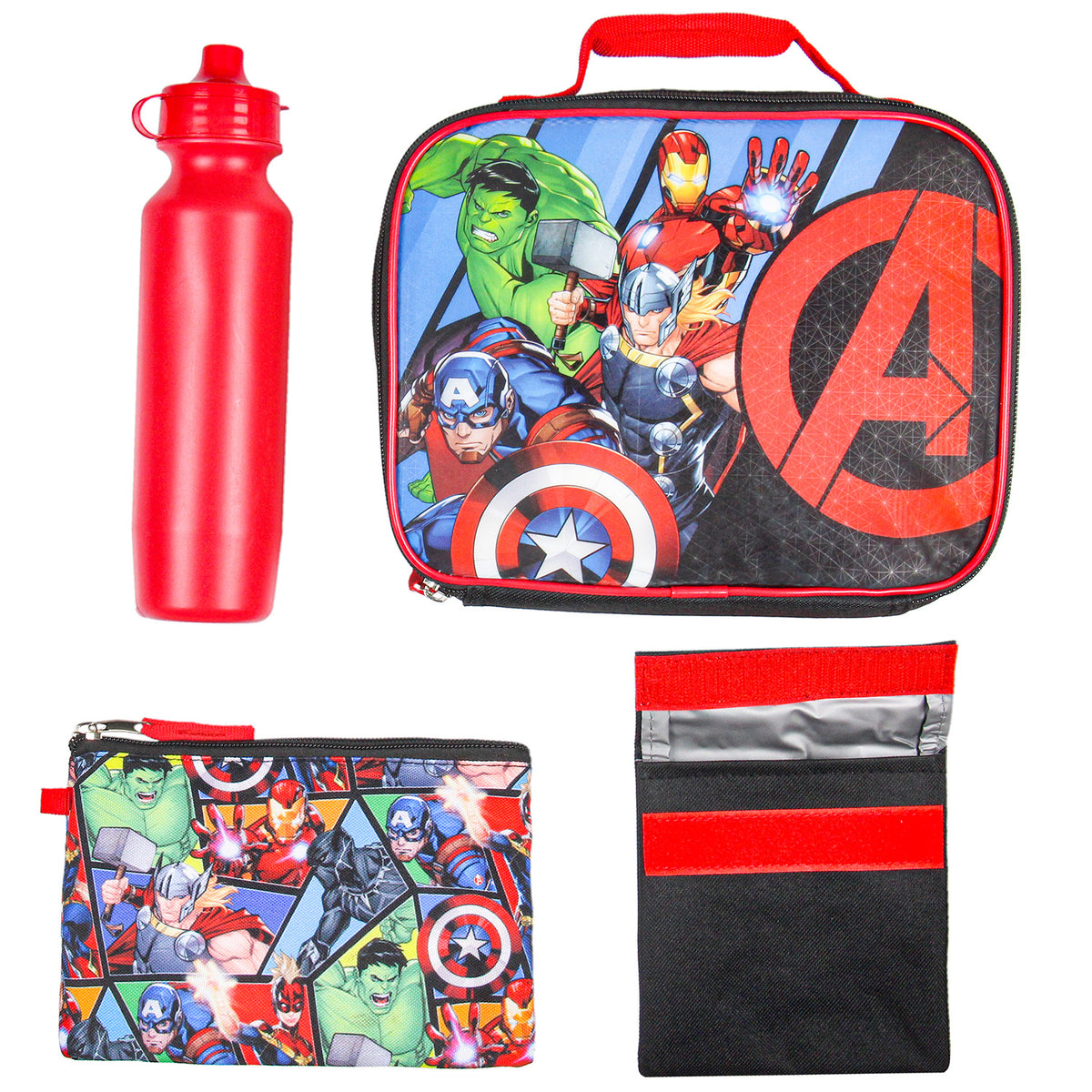 Marvel Avengers Superhero 5-Piece Backpack Lunch Tote Set 16"