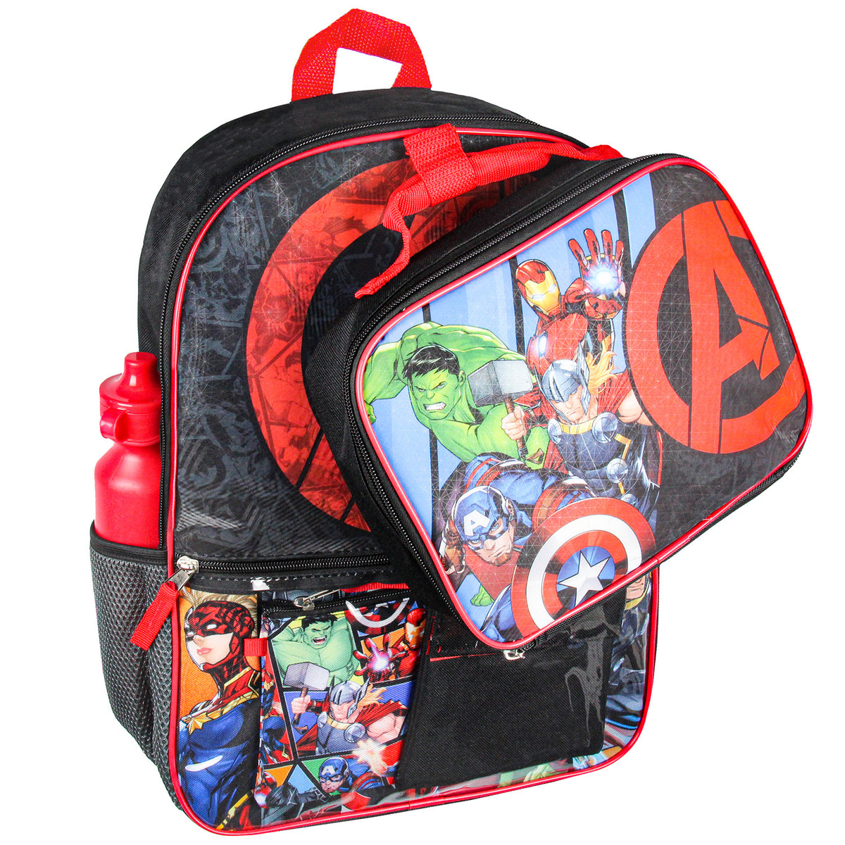 Marvel Avengers Superhero 5-Piece Backpack Lunch Tote Set 16"