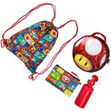 Super Mario Backpack with Detachable Mushroom Lunch Tote 16 Inch 5 Piece Set
