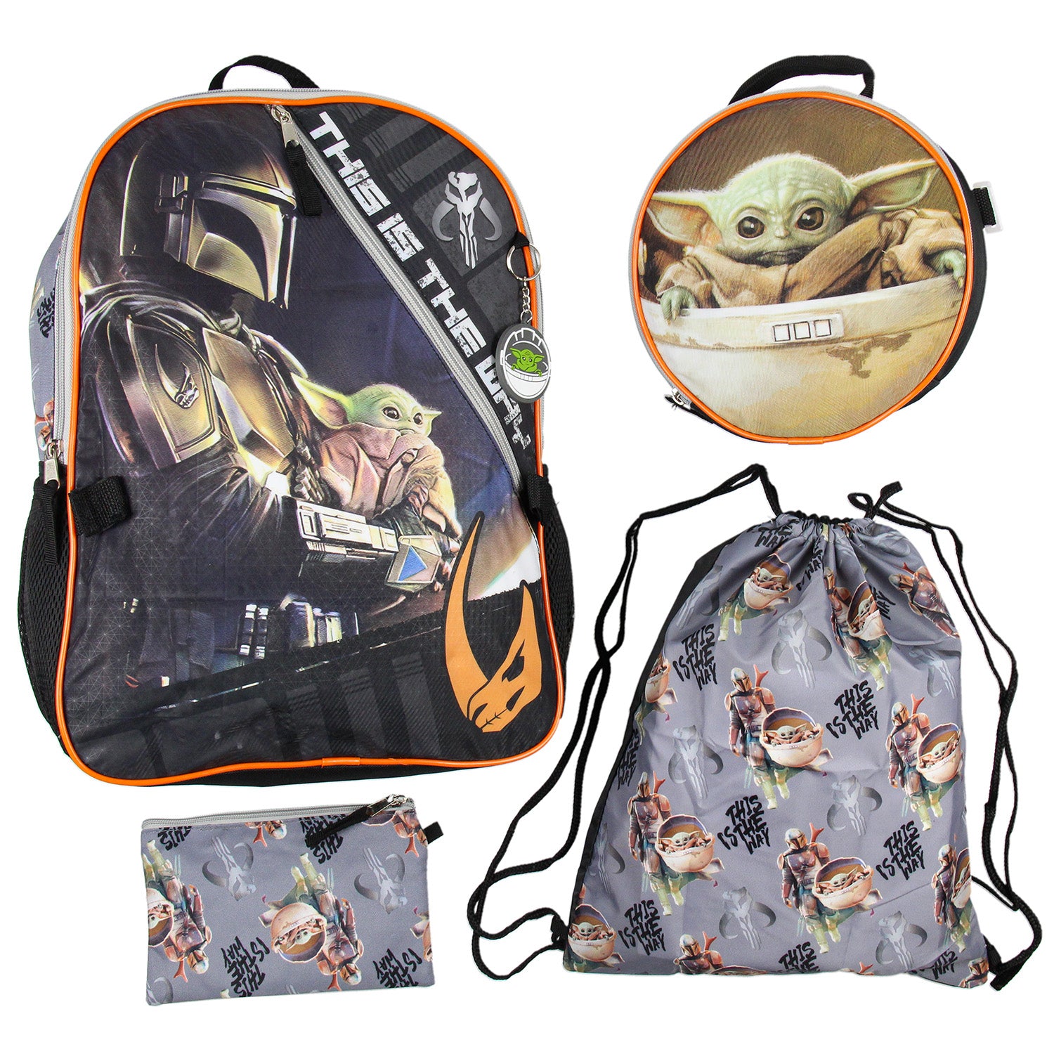 The Mandalorian Grogu Baby Yoda 5 Piece Backpack Lunch Bag Mega Set 16"