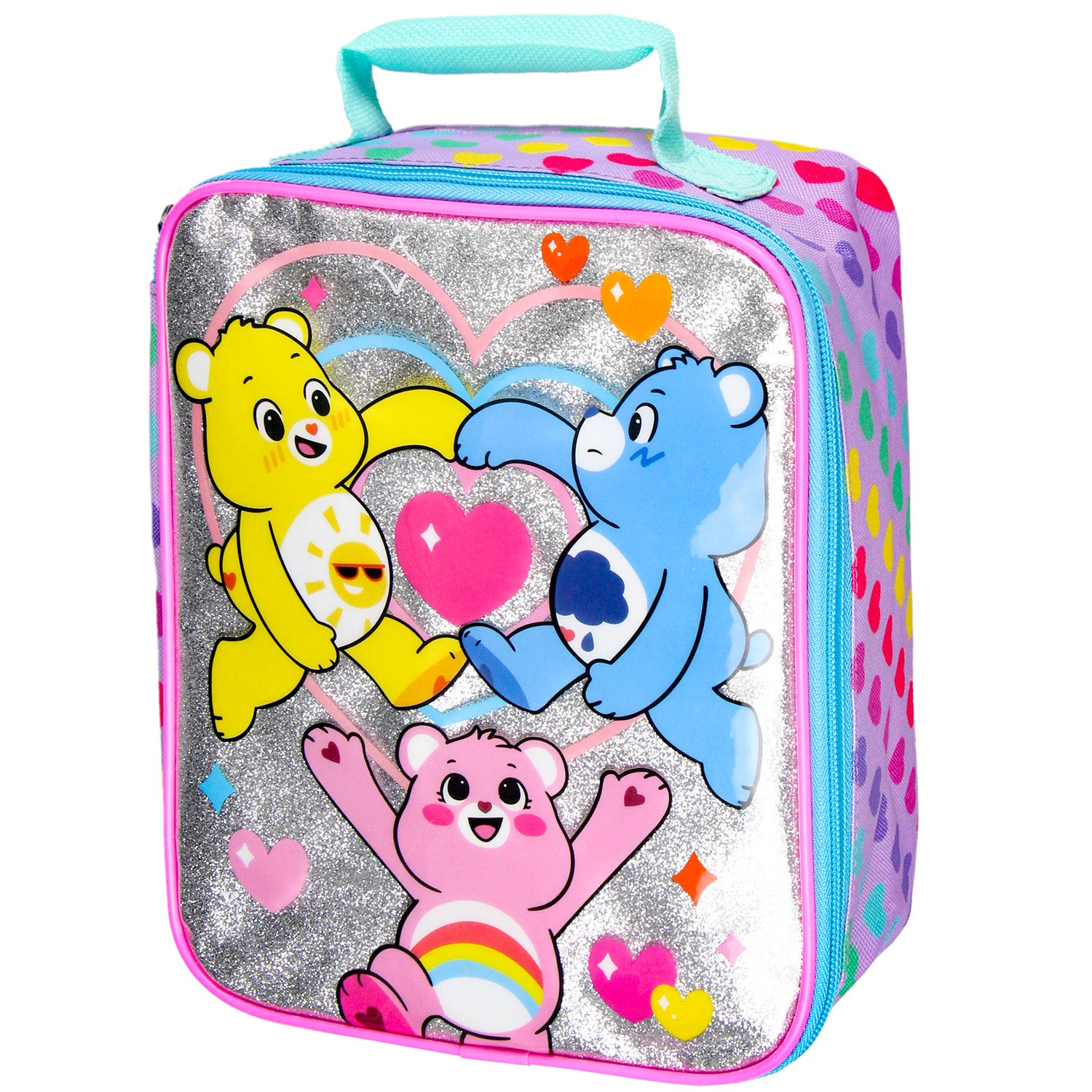 Care Bears Lunch Tote Clear Design With Iridescent Underlay Lunch Bag Box 10"