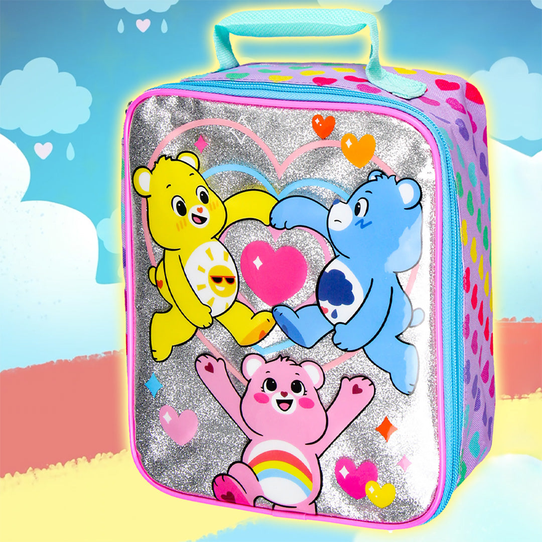 Care Bears Lunch Tote Clear Design With Iridescent Underlay Lunch Bag Box 10"