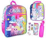 Carebears Caring Is Magic 16" Backpack Lunch Tote Water Bottle 5 Pc Mega Set