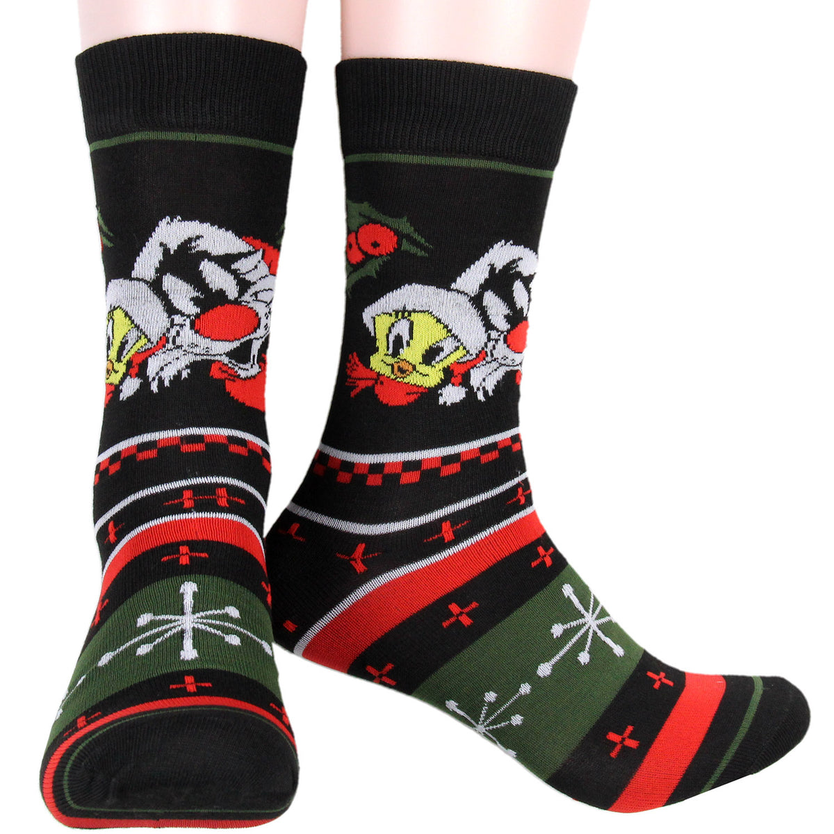 Looney Tunes Mens Character Christmas Holiday Novelty Crew Socks 5 Pack