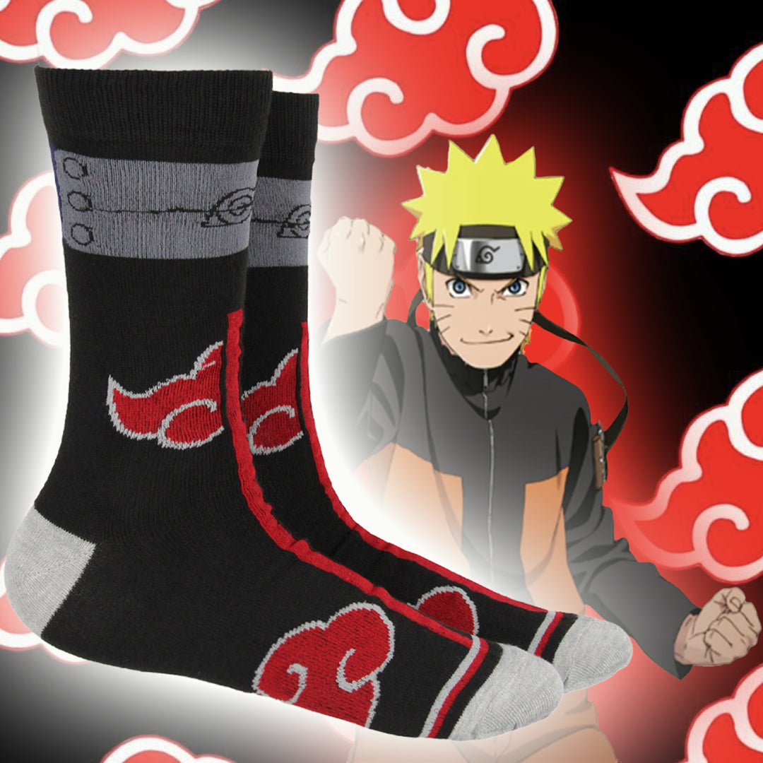 Naruto: Shippuden Red Cloud Rain Of Blood Justice Anime Crew Socks (8-12)