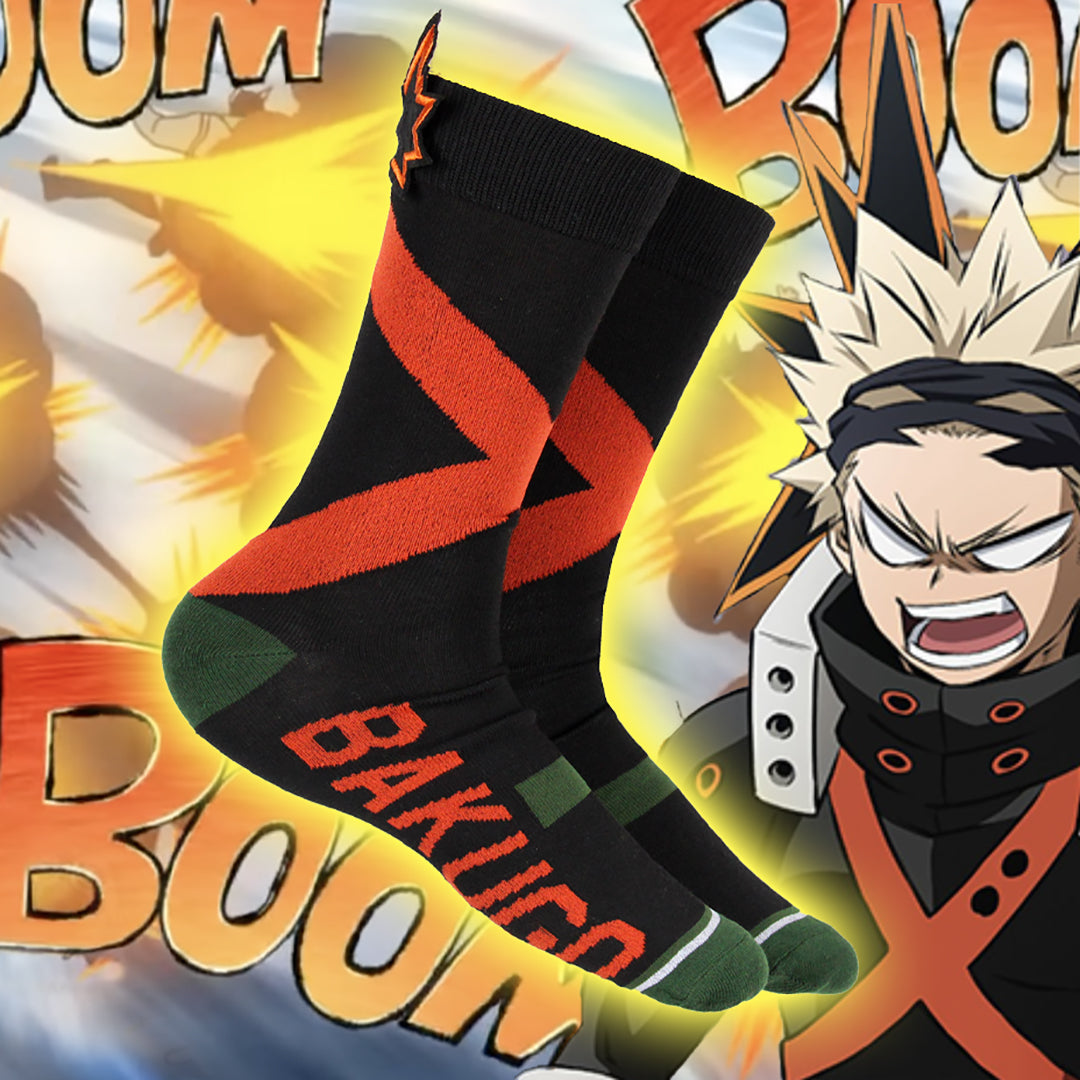 My Hero Academia Bakugo 3D Hair Anime Costume Crew Socks