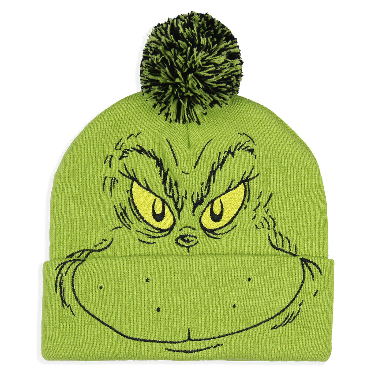 Dr. Seuss GRINCH Who Stole Christmas Embroidered Pom Beanie and Glove Set