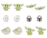 Star Wars The Mandalorian Baby Grogu 6 Pack Costume Jewelry Stud Earrings Set
