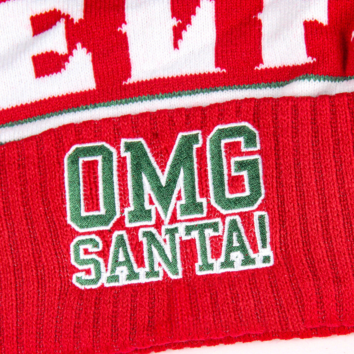 Elf The Movie Embroidered OMG Santa! Cuff Pom Christmas Adult Beanie Hat