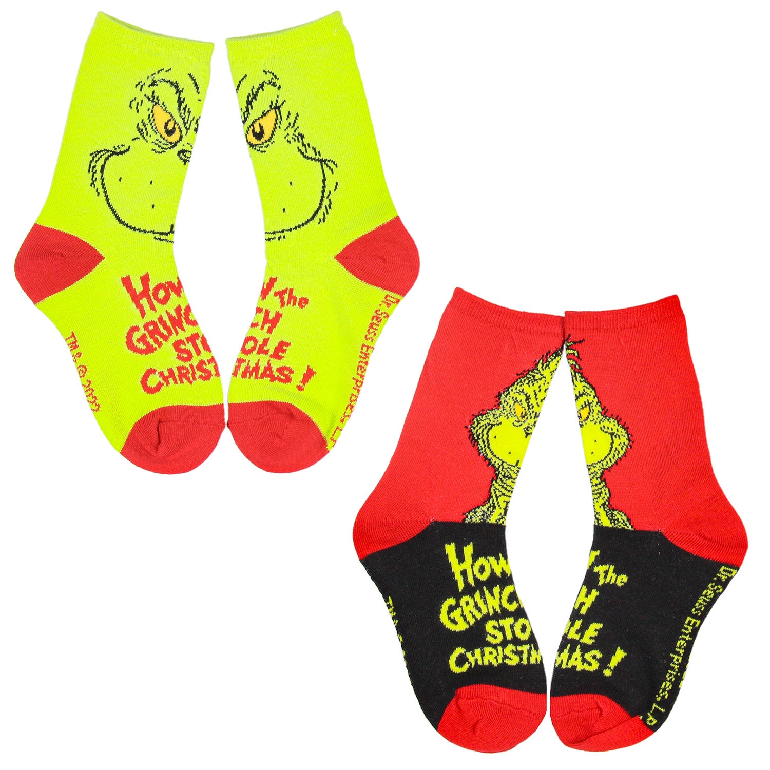 Dr Seuss Kids How GRINCH Stole Christmas Week Of Socks Mix and Match 7 Pairs