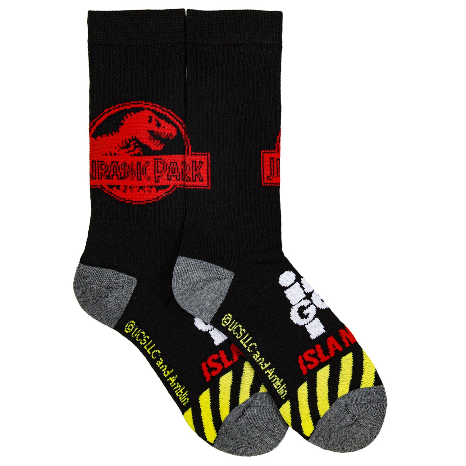 Jurassic Park Mens' Dinosaur Amusement Island-Inspired Adult Crew Socks 3 Pair