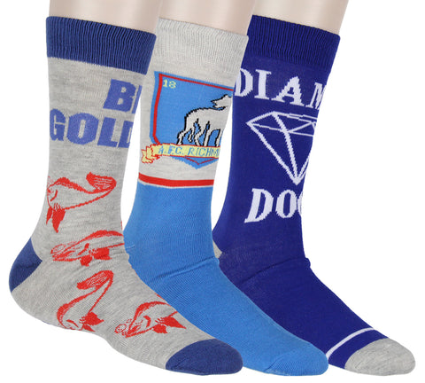 Ted Lasso Original Series AFC Richmond 3 Pairs Multi-Design Mid-Calf Crew Socks