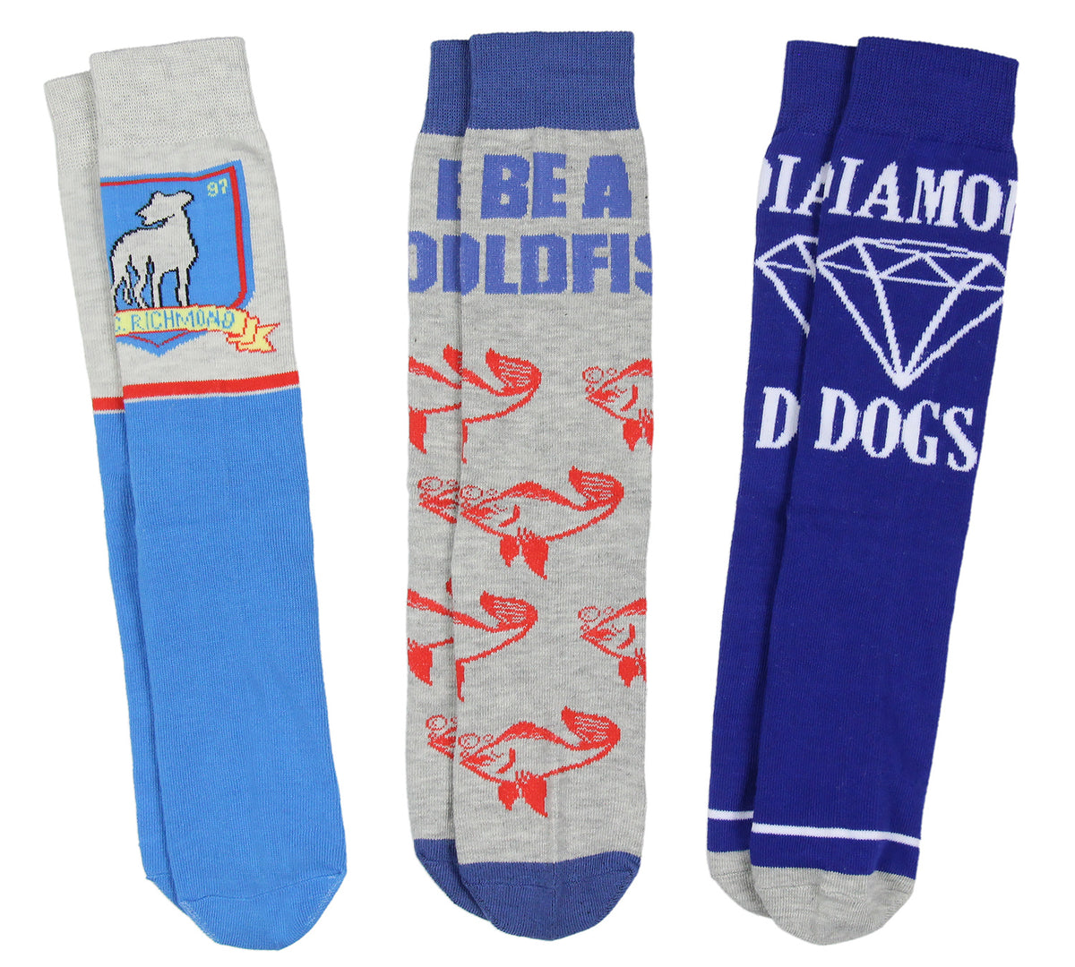 Ted Lasso Original Series AFC Richmond 3 Pairs Multi-Design Mid-Calf Crew Socks