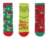 Dr. Seuss GRINCH Kids 3 Pairs Multi-Design Crew Socks For Boys' Or Girls'