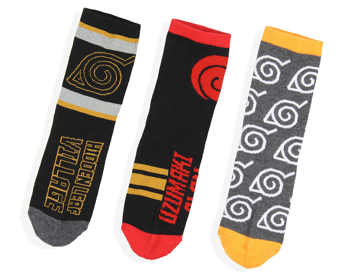 Naruto Shippuden Kids Ramen Take Out Gift Box 3-Pair Youth Crew Socks