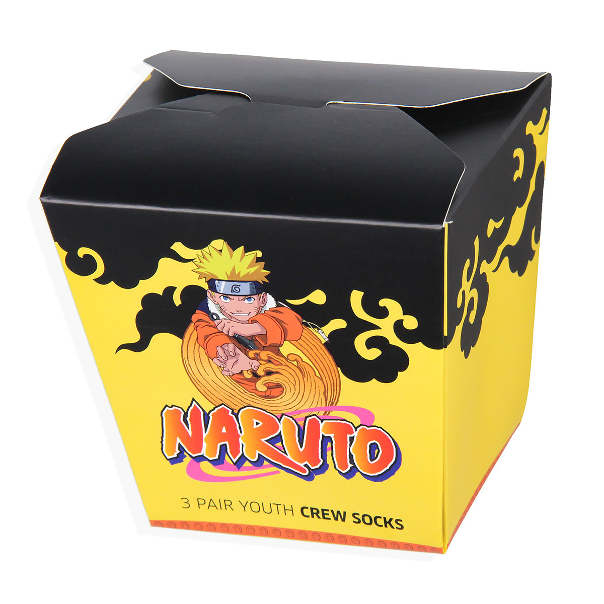 Naruto Shippuden Kids Ramen Take Out Gift Box 3-Pair Youth Crew Socks