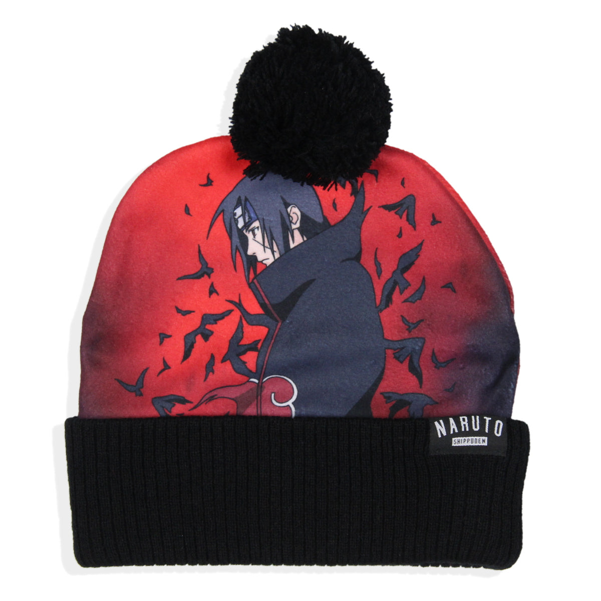 Naruto Shippuden Beanie Itachi Akatsuki Shinobi Organization Cuffed Pom Cap Hat