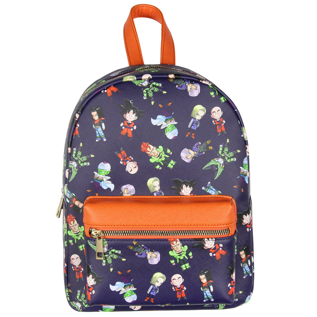 Dragon Ball Z All-Over Chibi Character Print Design Faux Leather Mini Backpack 11.5"