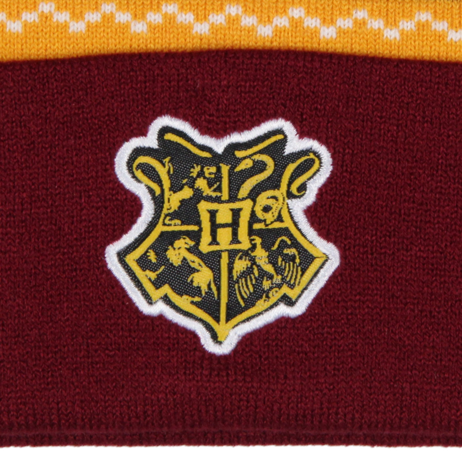 Harry Potter Adult Hogwarts School Crest Knit Cuff Pom Beanie Cap