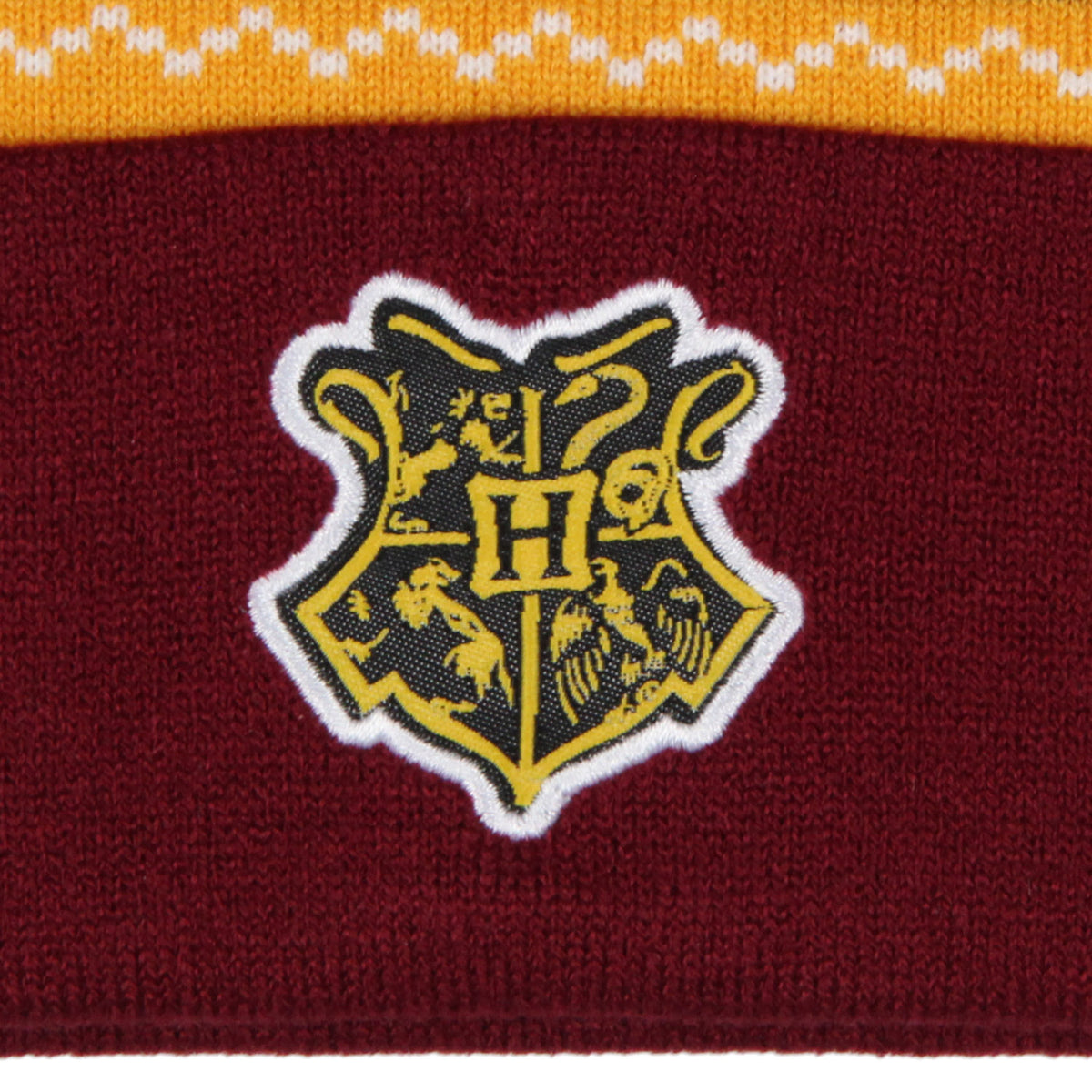 Harry Potter Adult Hogwarts School Crest Knit Cuff Pom Beanie Cap