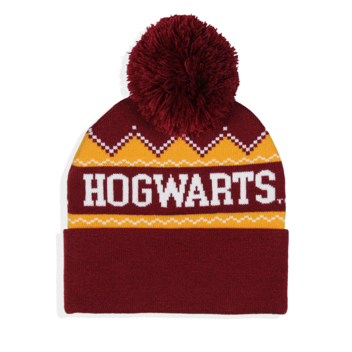 Harry Potter Adult Hogwarts School Crest Knit Cuff Pom Beanie Cap