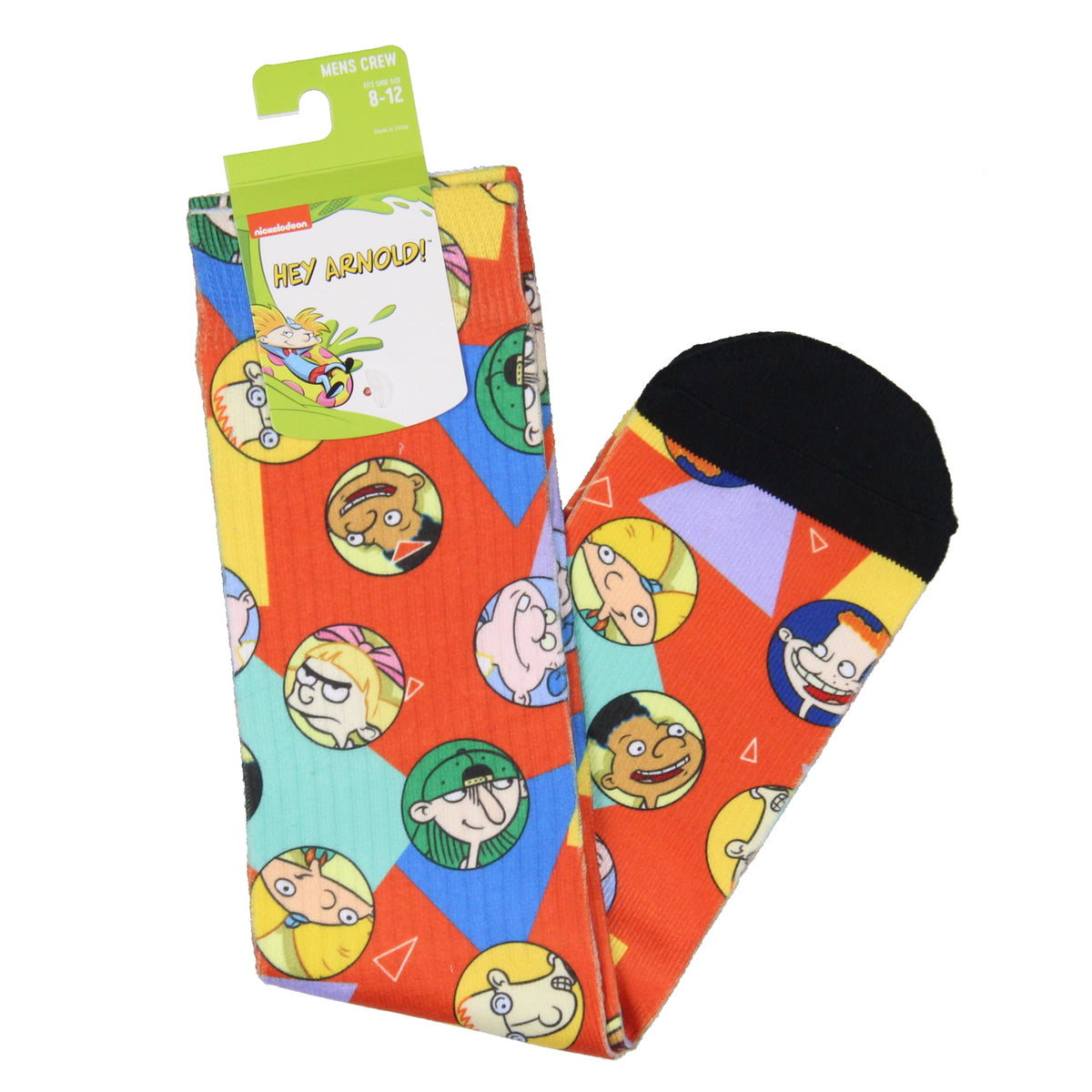 Hey Arnold Character Bubbles Allover Design Adult Crew Socks