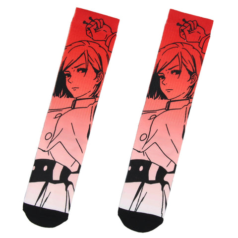 Jujutsu Kaisen Mens Anime Manga Nobara Kugisaki Character Sublimated Crew Socks